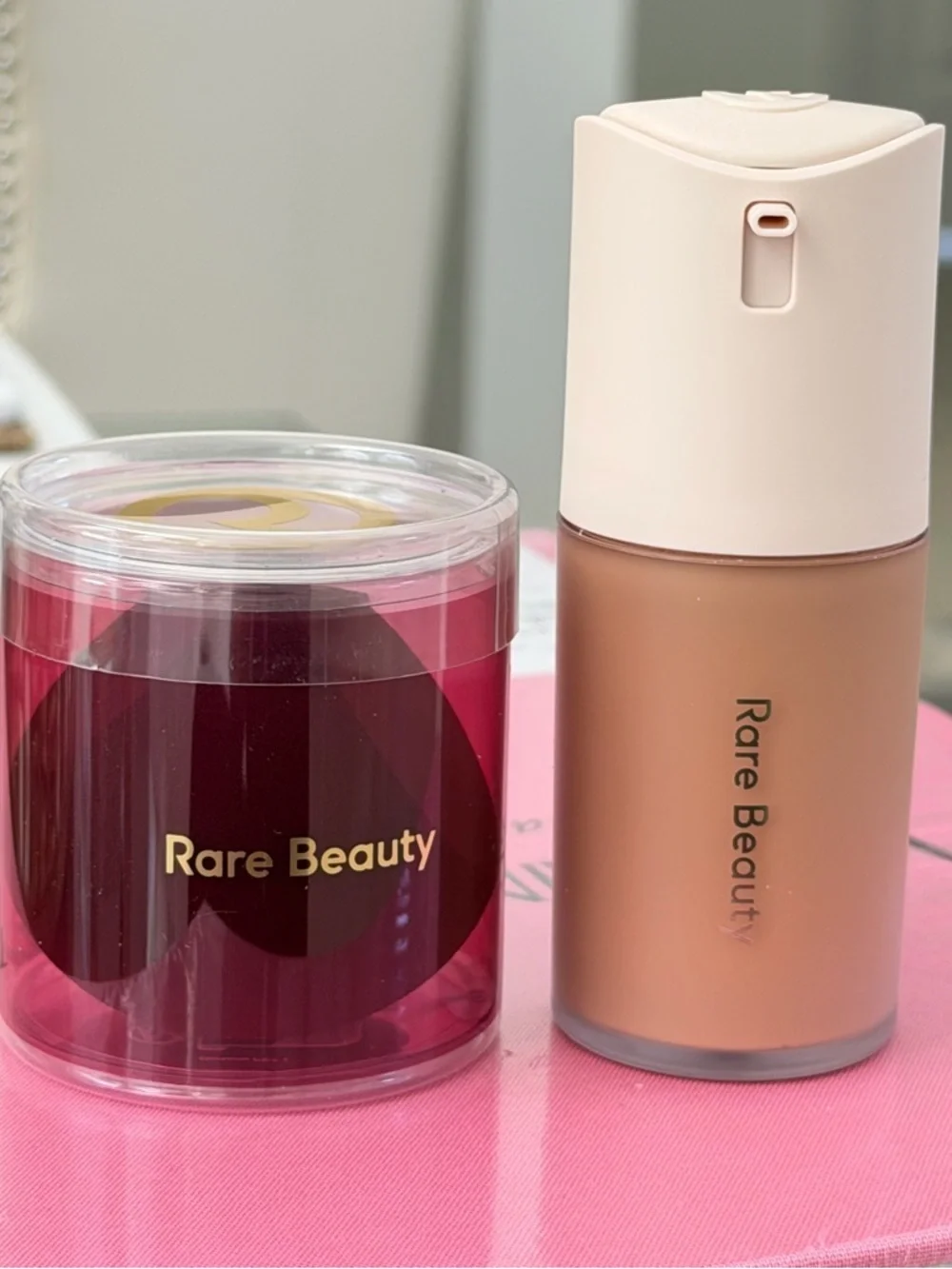 New Rare Beauty True to Myself Foundation and makeup sponge shade 22